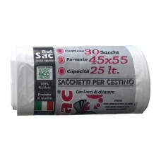 ROTOLO SACCHI 30PZ 45X55 GR.180 BIANCO C/LACCETTO 10245 (30pz)